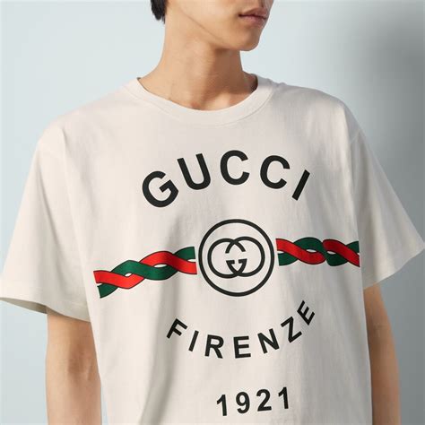 gucci florence machine t shirt|Cotton jersey 'Gucci Firenze 1921' T.